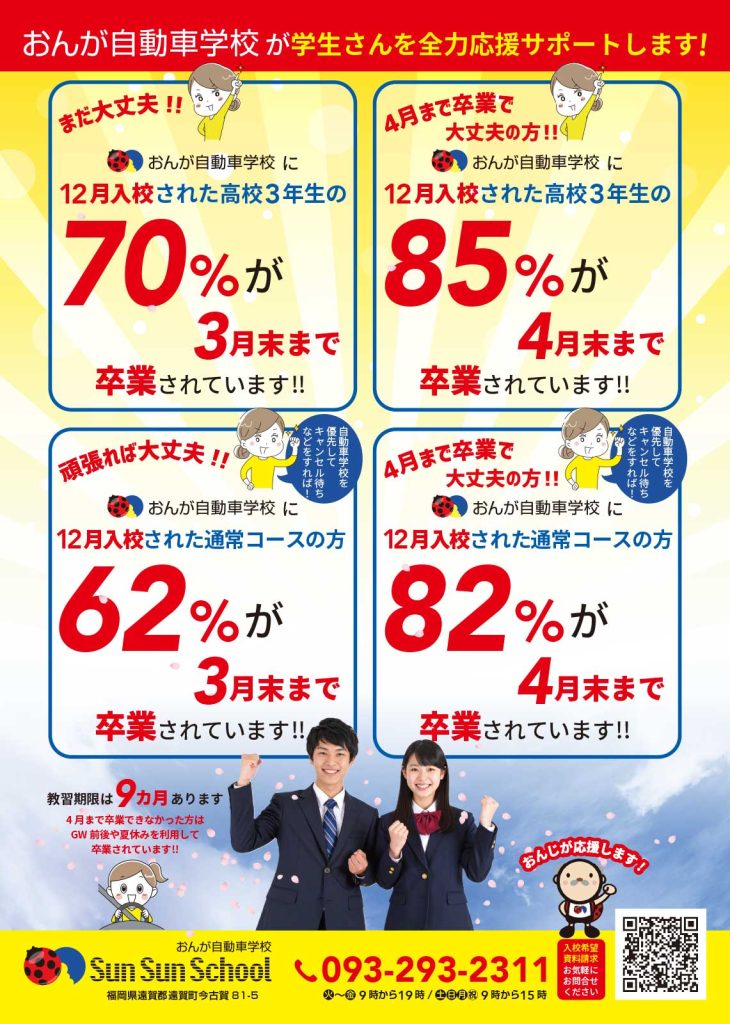 学生さんを全力サポート！12月中の入校をオススメします。